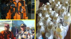 PP Pelalawan Bantu Suplemen Vitamin Kepada Petugas Banjir